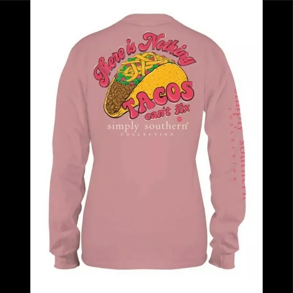 NWT pink Simply Southern Tacos mauve long sleeve shirt preppy casual - Picture 1 of 2
